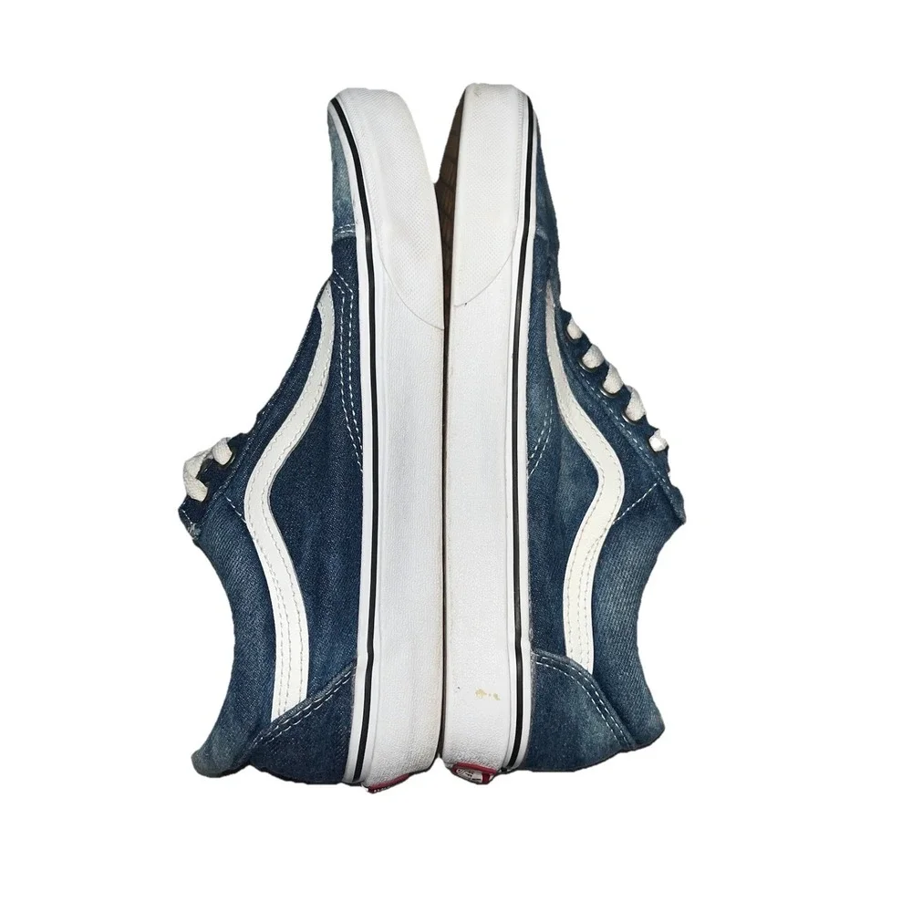 VANS‎ Old Skool Denim Acid Wash Canvas Classic Skate Shoes Men Sz 7.5 Women Sz 9